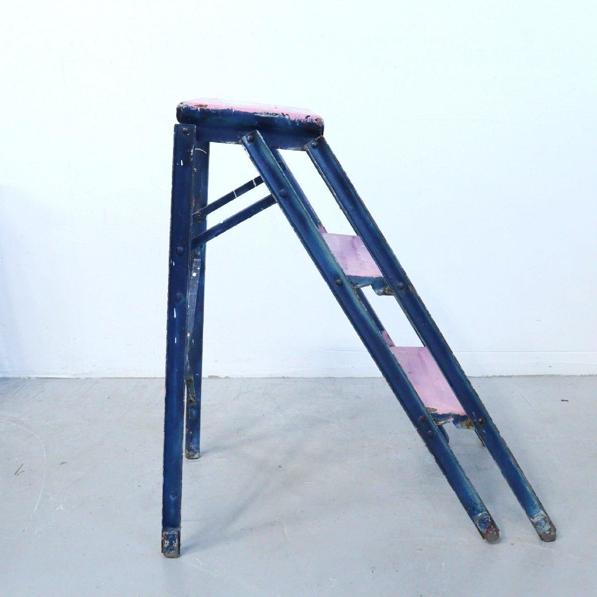 ヴィンテージ 3段 脚立 木製ラダー -通販-ローズボールアンティークス