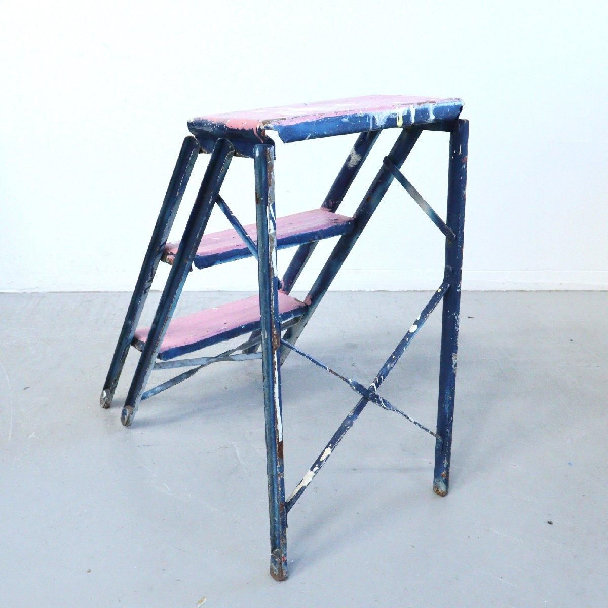 ヴィンテージ 3段 脚立 木製ラダー -通販-ローズボールアンティークス