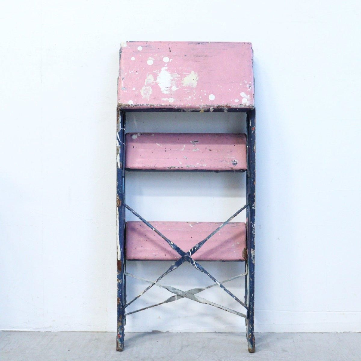 ヴィンテージ 3段 脚立 木製ラダー -通販-ローズボールアンティークス