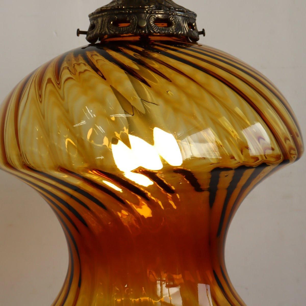 ヴィンテージ アンバーガラス ペンダントランプ -通販-ローズ