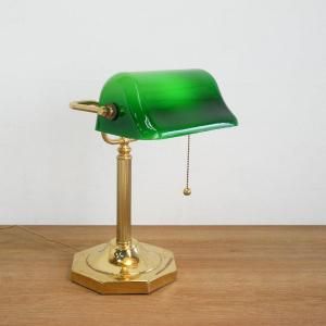 【稼働品】大理石バンカーランプ レトロ アンティーク ヴィンテージ クラシックスタイルに美しい照明を♪ レトロなバンカーズランプ
