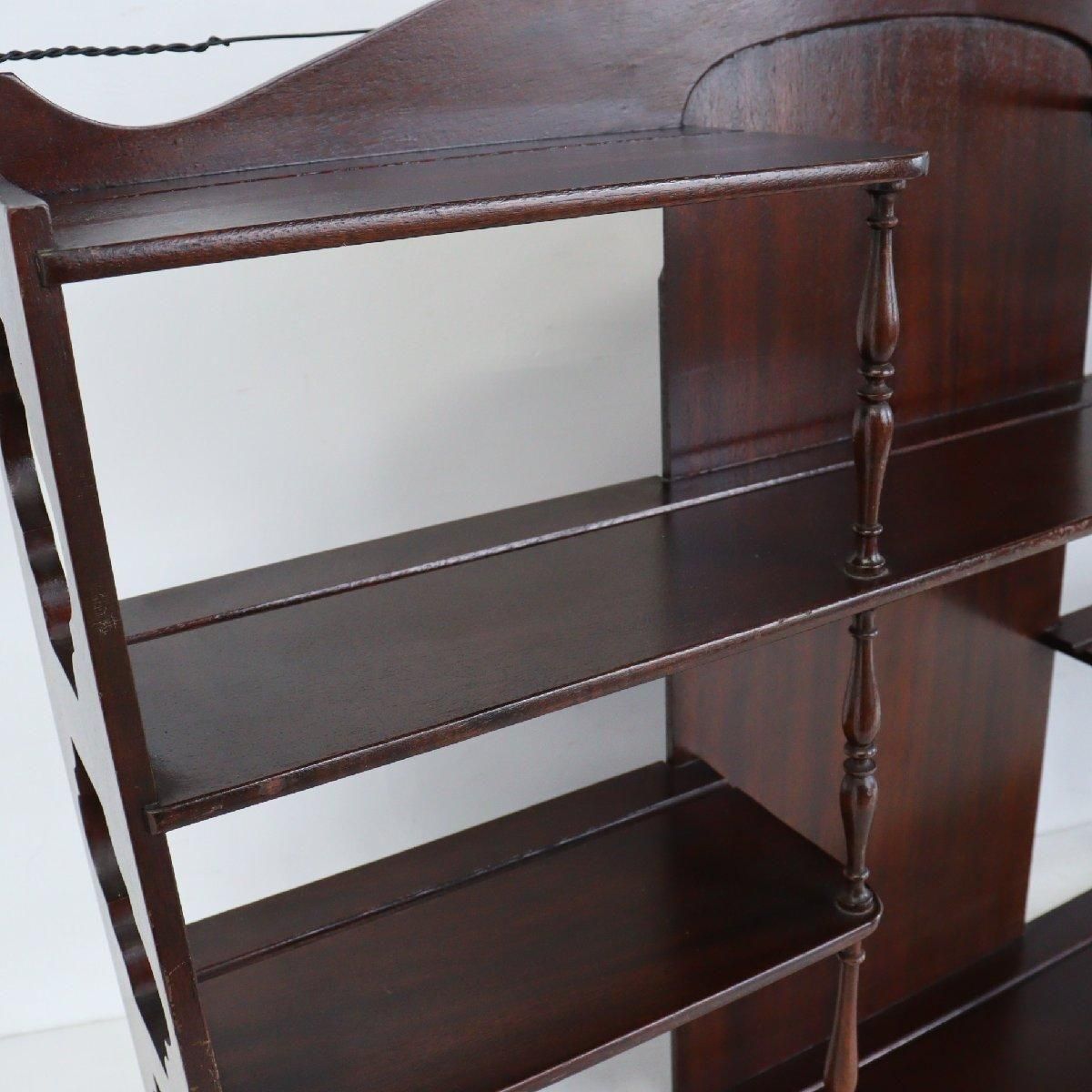 ヴィンテージ　壁掛け棚　木製 アンティーク調 木製ウォールシェルフ フック付 (ウエスタン