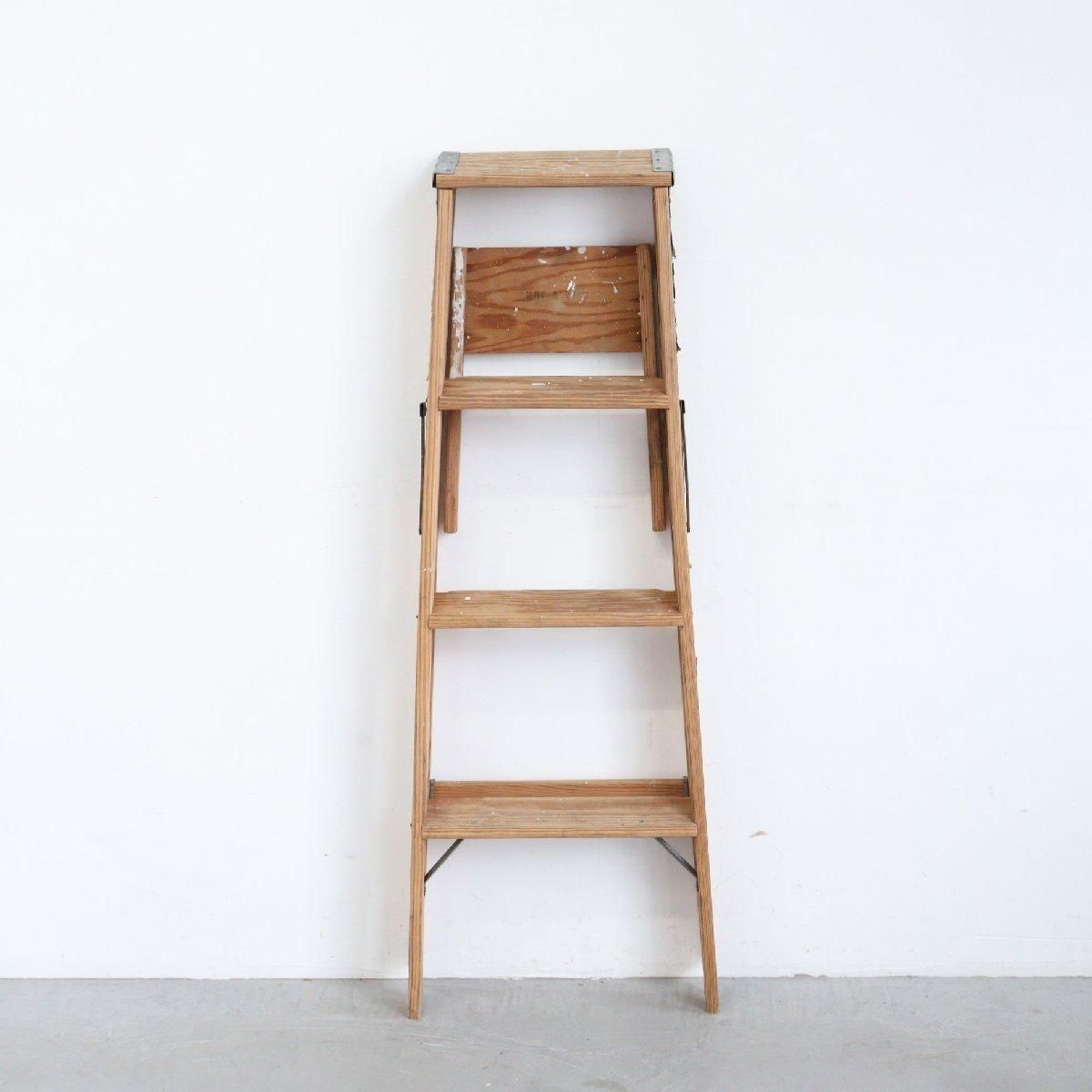 ヴィンテージ 4段 脚立 木製ラダー -通販-ローズボールアンティークス