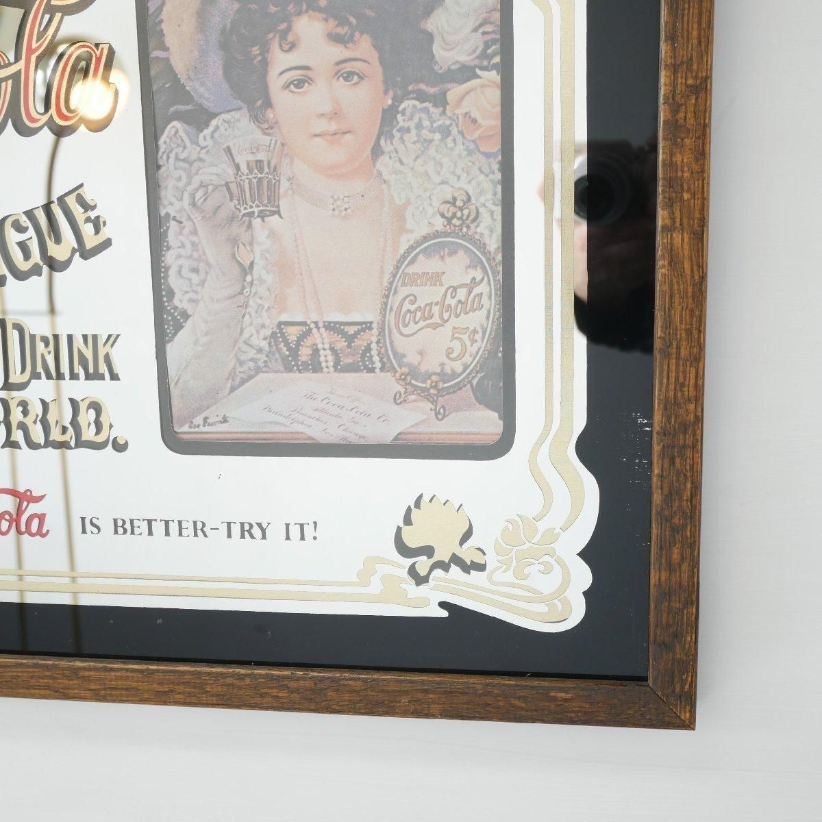 Coca-Cola ヴィンテージパブミラー　46×31センチ Coca Cola ビンテージ パブミラー ｜ glow ANTIQUES