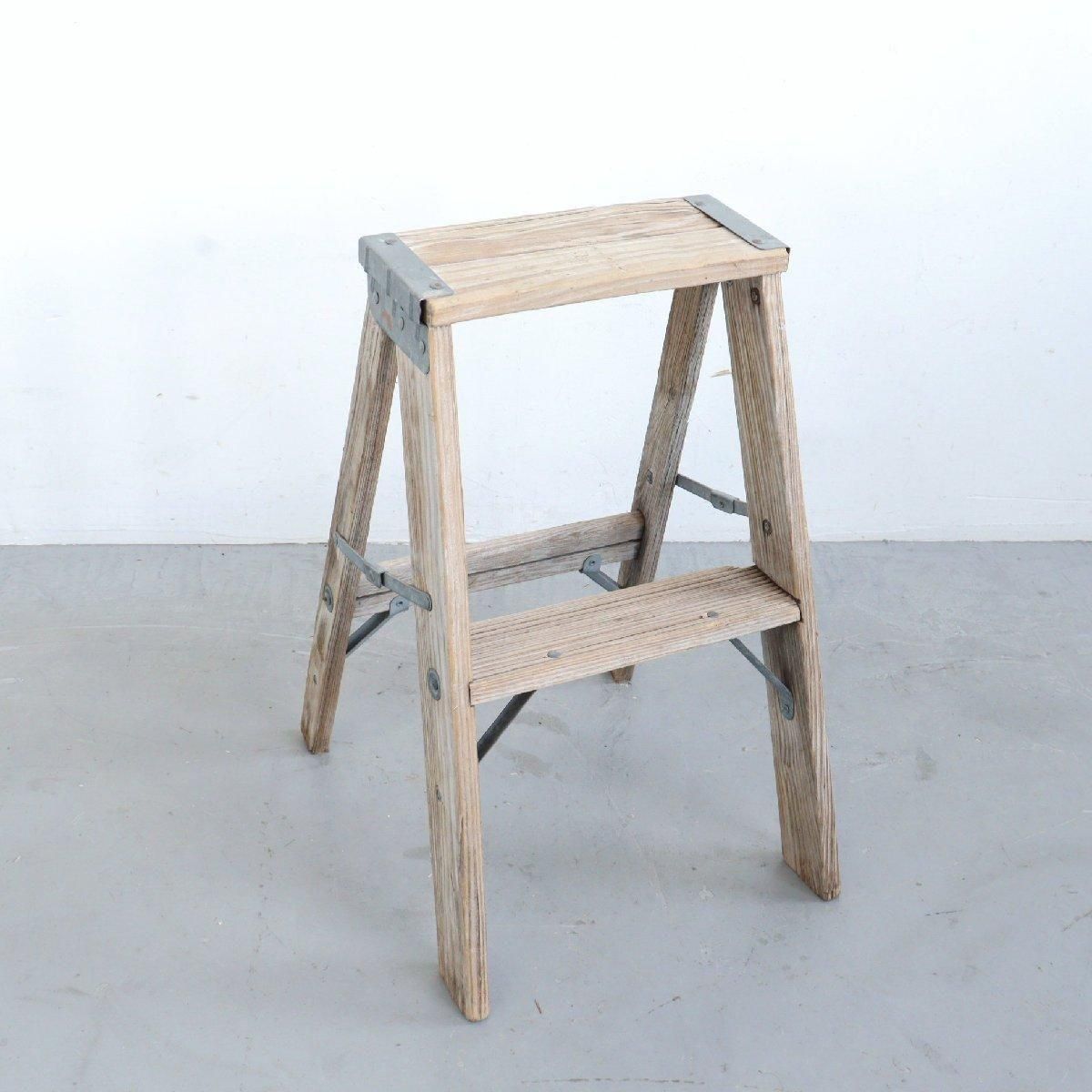 アンティーク　木製スツール　踏み台　脚立　ウッドラダー　古民具　骨董 アンティーク 木製スツール 踏み台 脚立 ウッドラダー 古民具 骨董