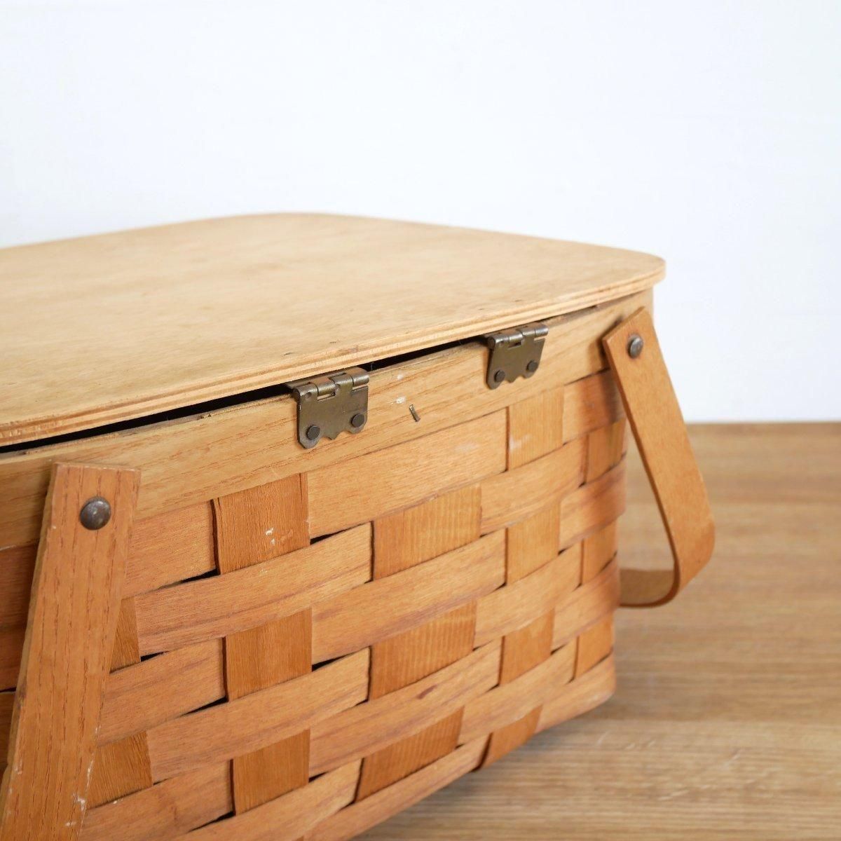 木製バスケット（持ち手付き）　Basketville Basketville baskets - Etsy 日本