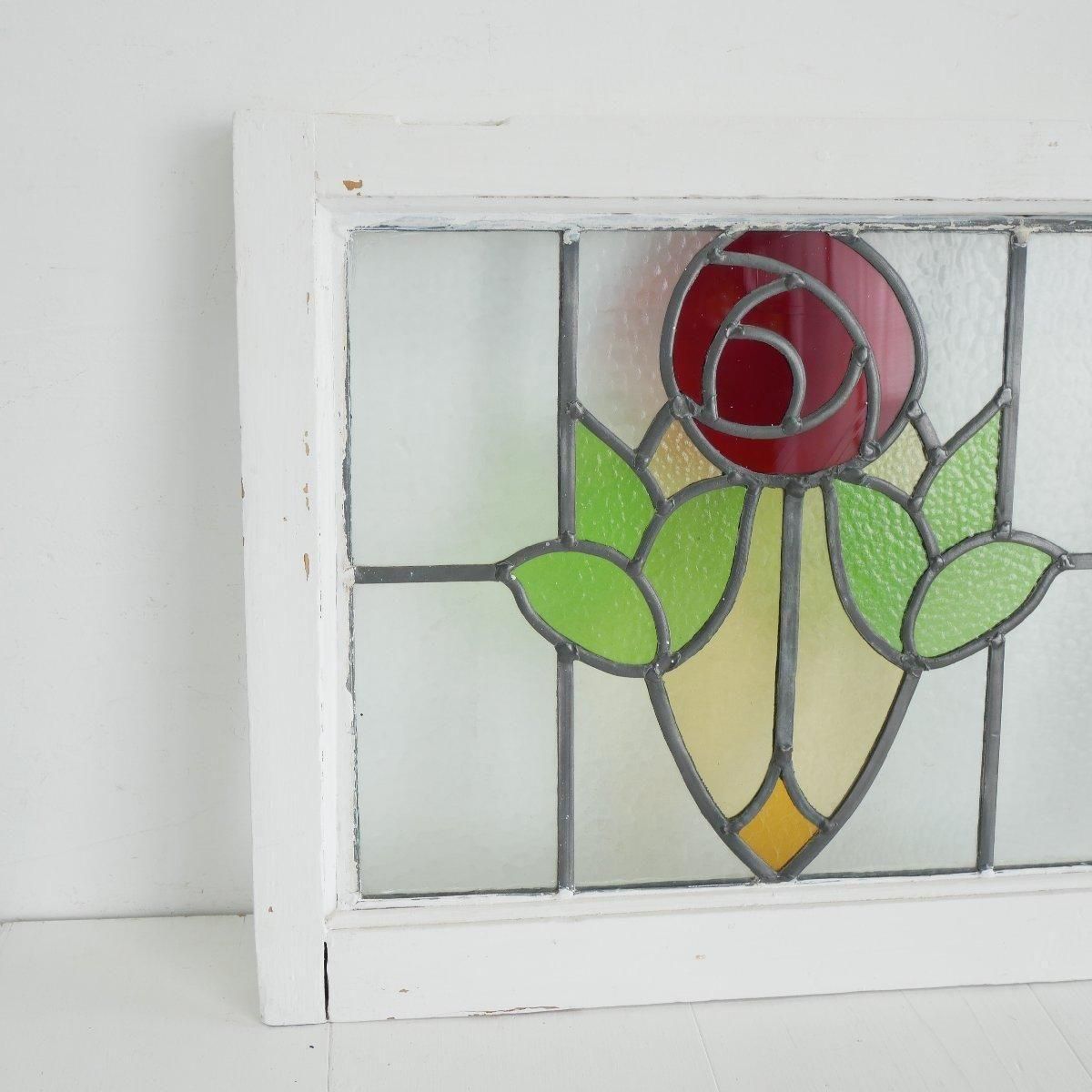 ステンドグラス 窓 建具アンティーク -通販-ローズボール