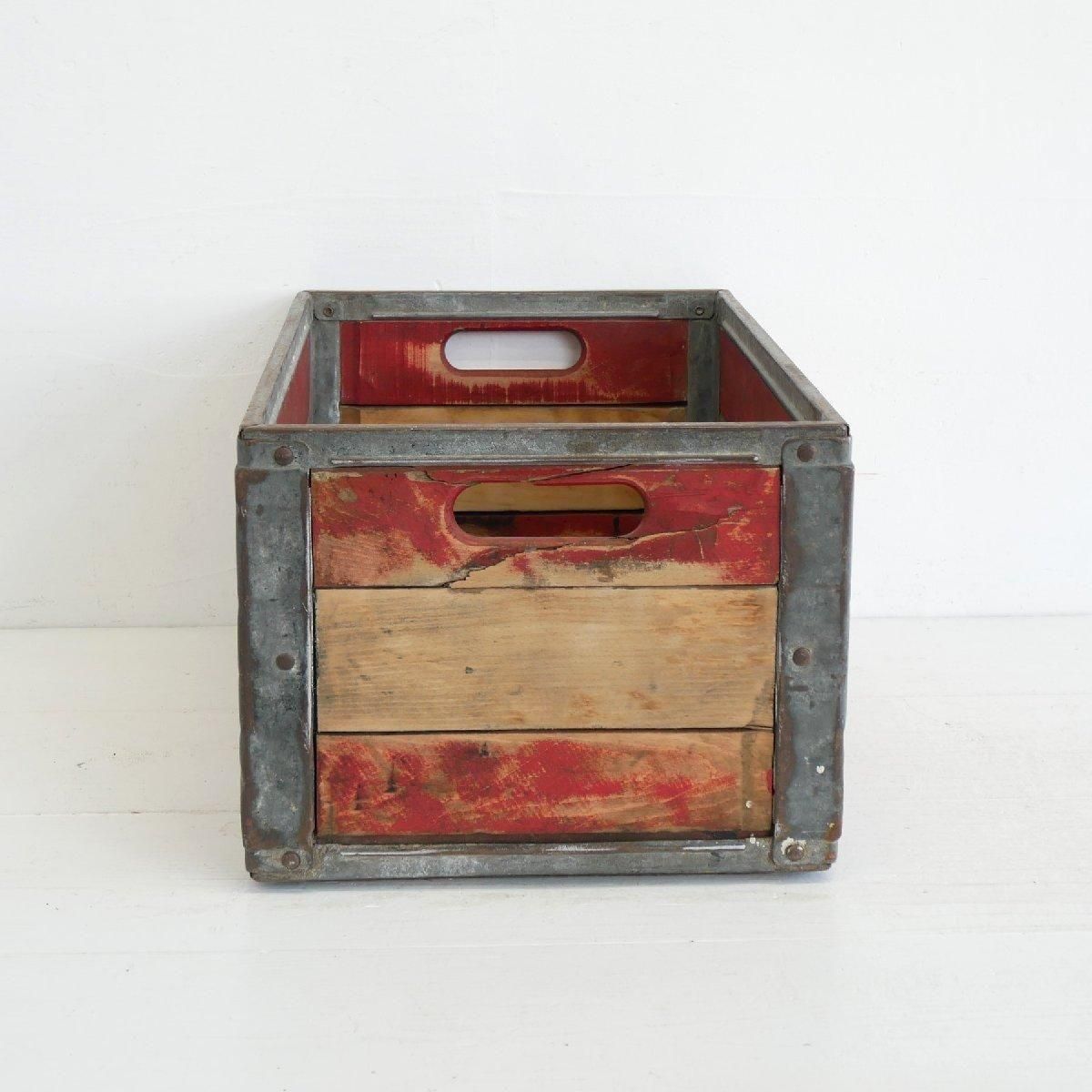 50s ミルククレート メタルボックス 運搬箱 ヴィンテージ アンティーク 50s ヴィンテージ 金属製 ミルククレート ウッドボックス 運搬箱