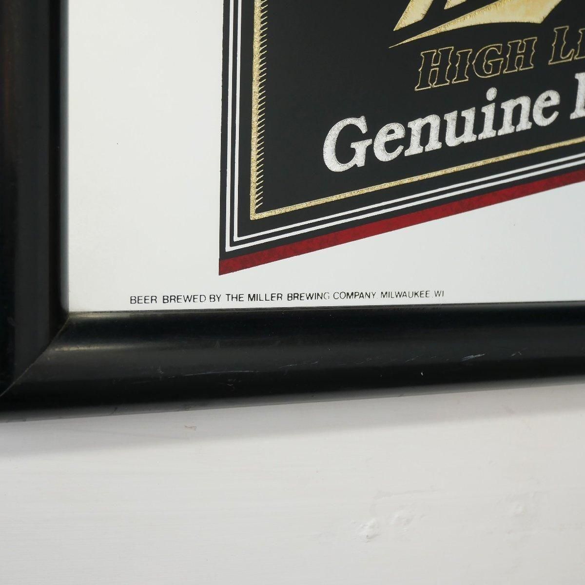 パブミラー　インテリア　Miller　ミラー　ビール　アメリカン　ヴィンテージ ビンテージ70's○Millerビールパブミラー○210321n6-sign 1970s