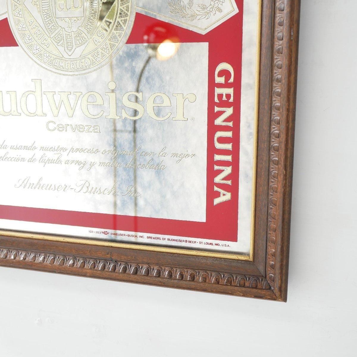 Budweiser KING OF BEERS パブミラー　ヴィンテージ　鏡 Vintage Wood Framed Glitter/sparkle Budweiser King of Beers Mirror