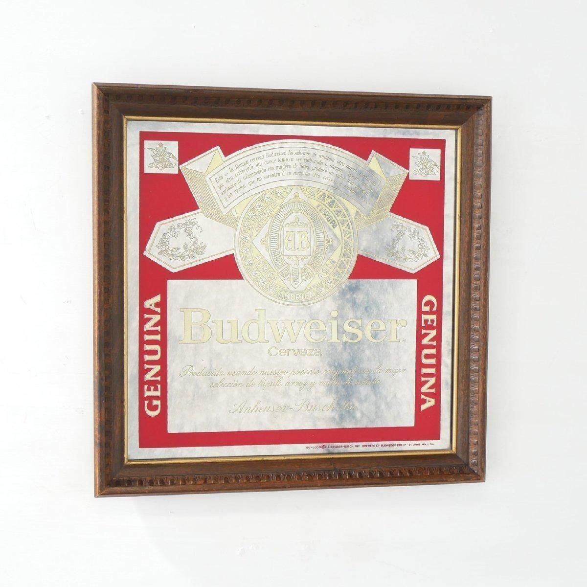 Budweiser KING OF BEERS パブミラー　ヴィンテージ　鏡 Vintage Wood Framed Glitter/sparkle Budweiser King of Beers Mirror