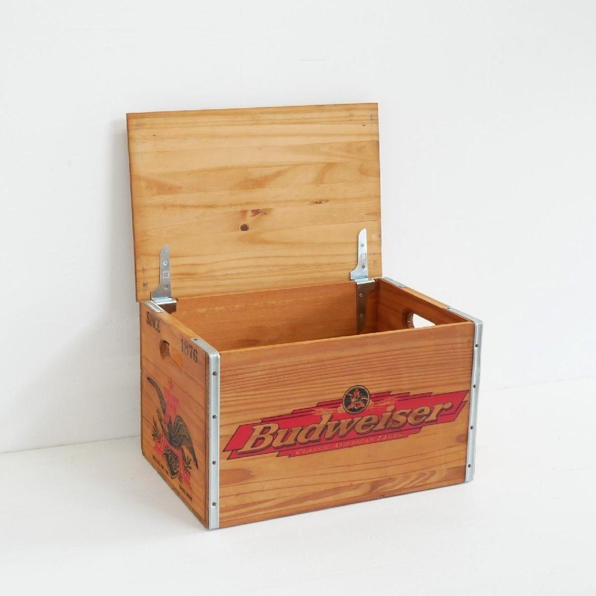古い木箱 BUDWEISER バドワイザー ヴィンテージ 蓋つき木箱 アンティーク
