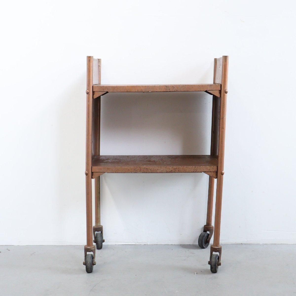 M♦ 希少 ヴィンテージ　U.S ARMY 　２段ラック キャスター付きラック メタル製 ヴィンテージ -通販-ローズ
