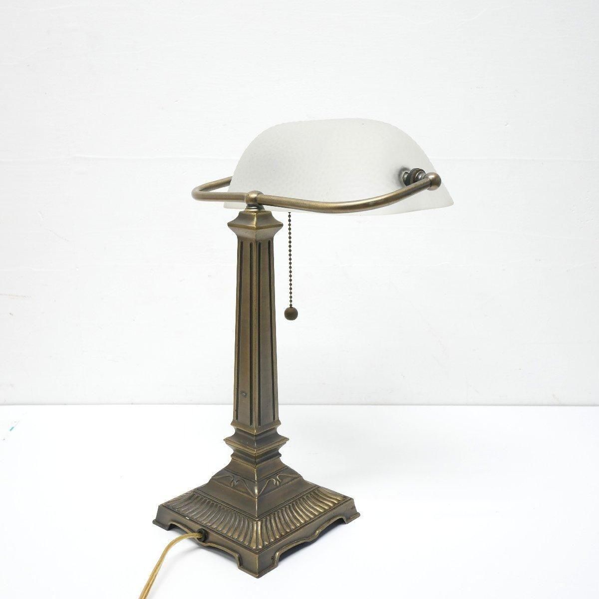 希少★フランスヴィンテージ大理石シェードテーブルランプ白ダマスク織ライトスタンド 上品な雰囲気のシェード付きテーブルランプスタンド フランス