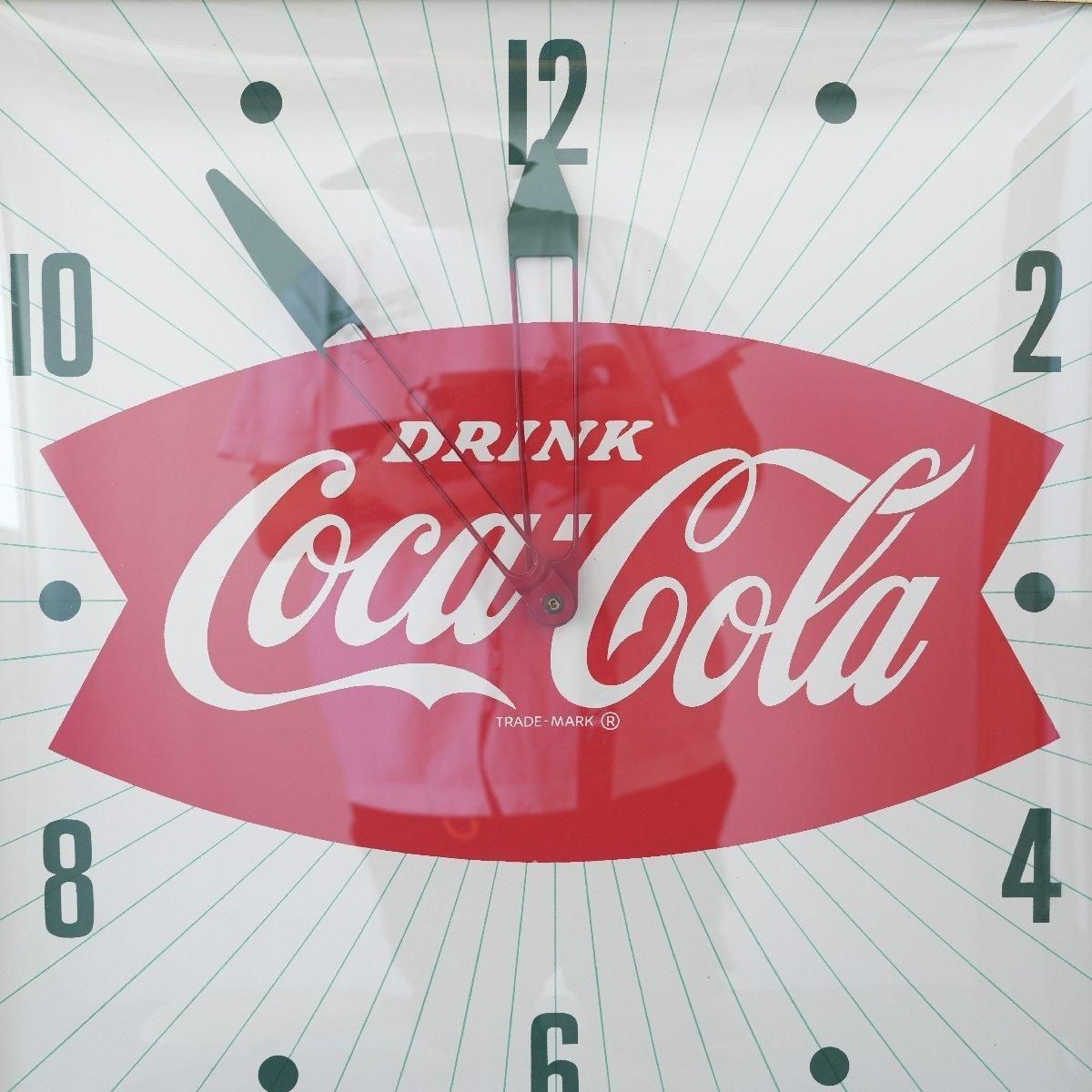 【激渋50s vintage Coca-Cola パムクロック社製 壁掛時計】 Vintage 1950s Coca Cola Green Fishtale Lighted Clock PAM