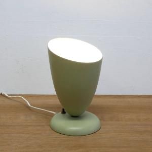 アールデコ緑色卵型ガラス電気スタンド(約100年前のアンティーク作品) 完品 アメリカのヴィンテージ・アンティークのデスクライトを販売の