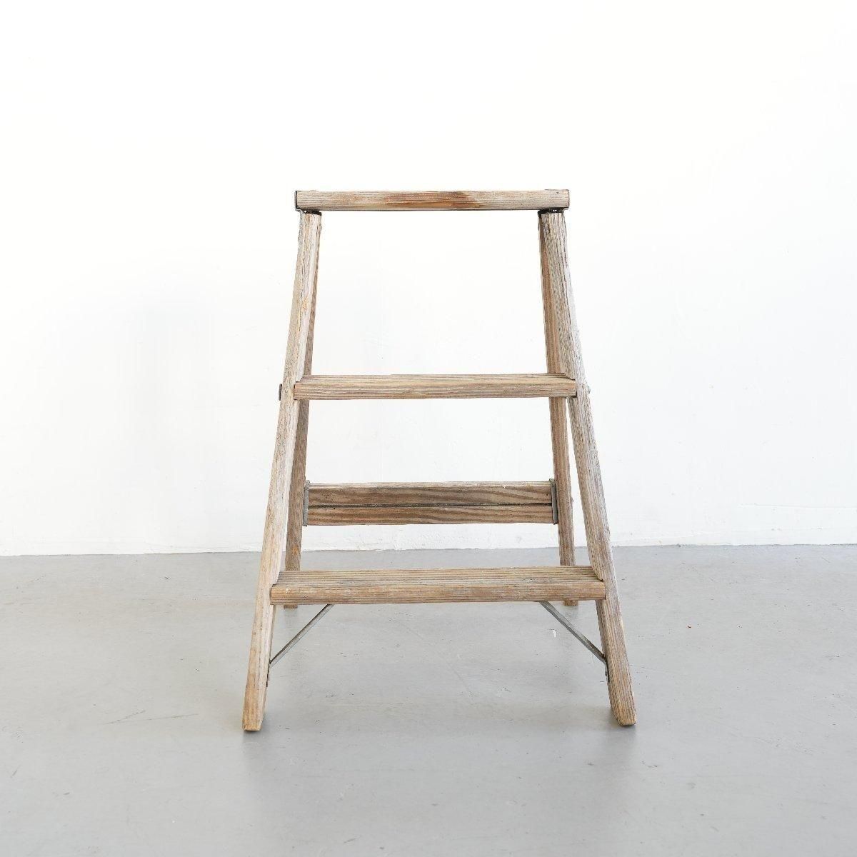 ヴィンテージラダー 脚立 木製ラダーヴィンテージ 3段 -通販-ローズボールアンティークス