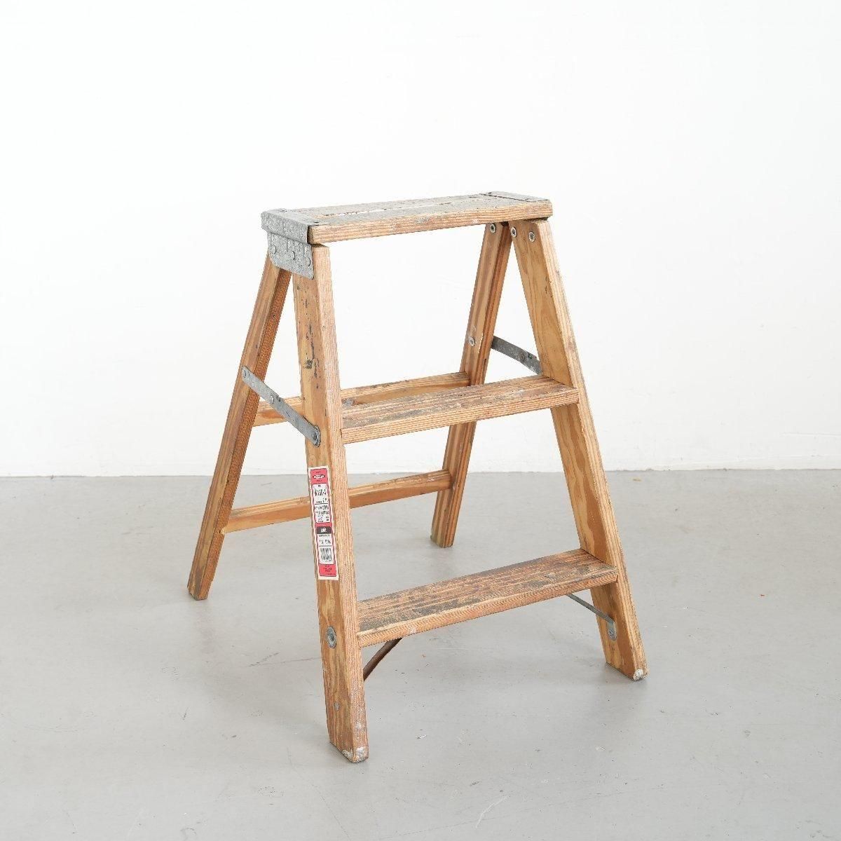 脚立 木製ラダーヴィンテージ 3段 -通販-ローズボールアンティークス