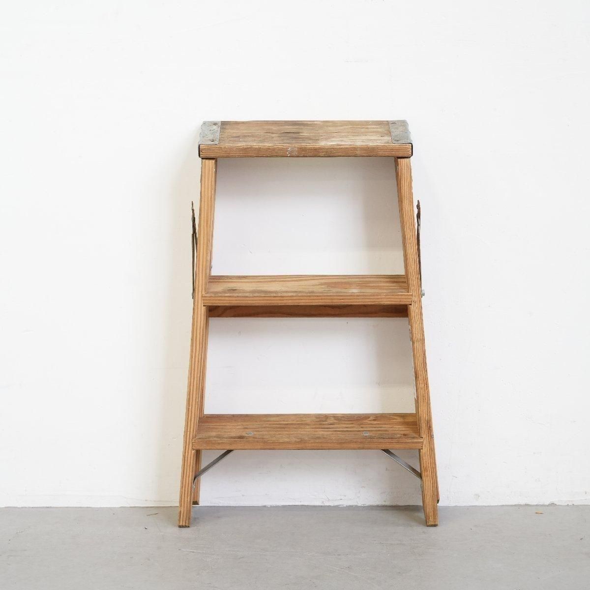 脚立 木製ラダーヴィンテージ 3段 -通販-ローズボールアンティークス