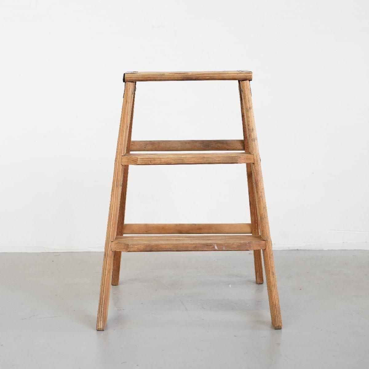 脚立 木製ラダーヴィンテージ 3段 -通販-ローズボールアンティークス