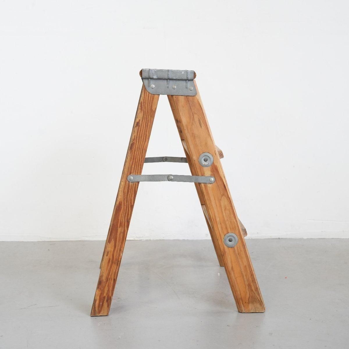 脚立 木製ラダーヴィンテージ 3段 -通販-ローズボールアンティークス
