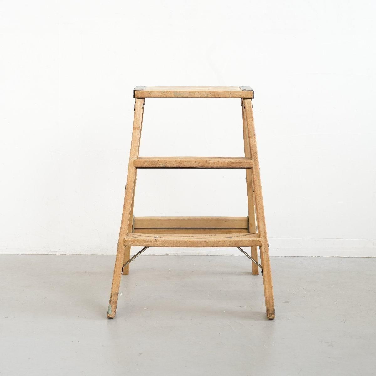 脚立 木製ラダーヴィンテージ 3段 -通販-ローズボールアンティークス