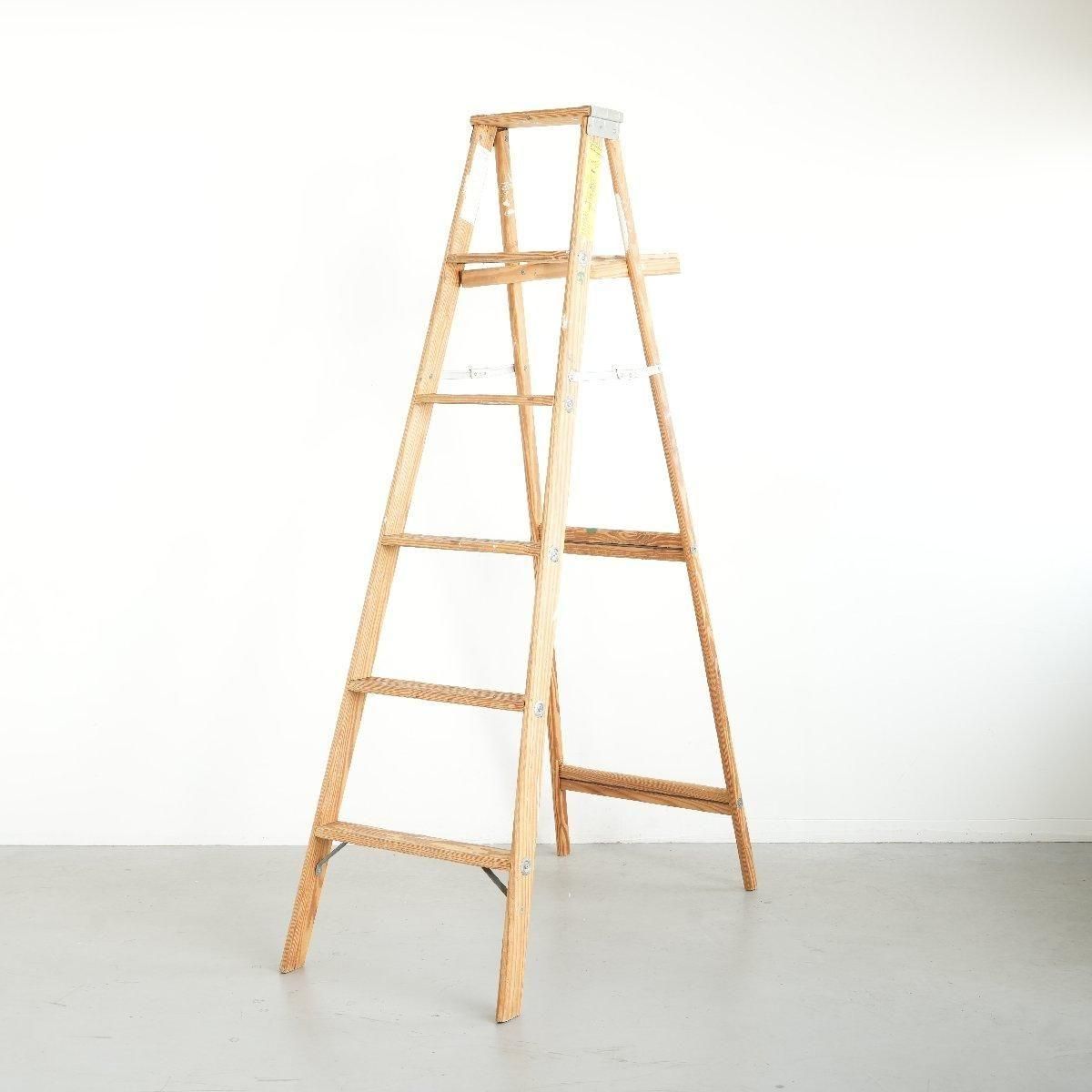 ヴィンテージ 6段 脚立 木製ラダー -通販-ローズボール
