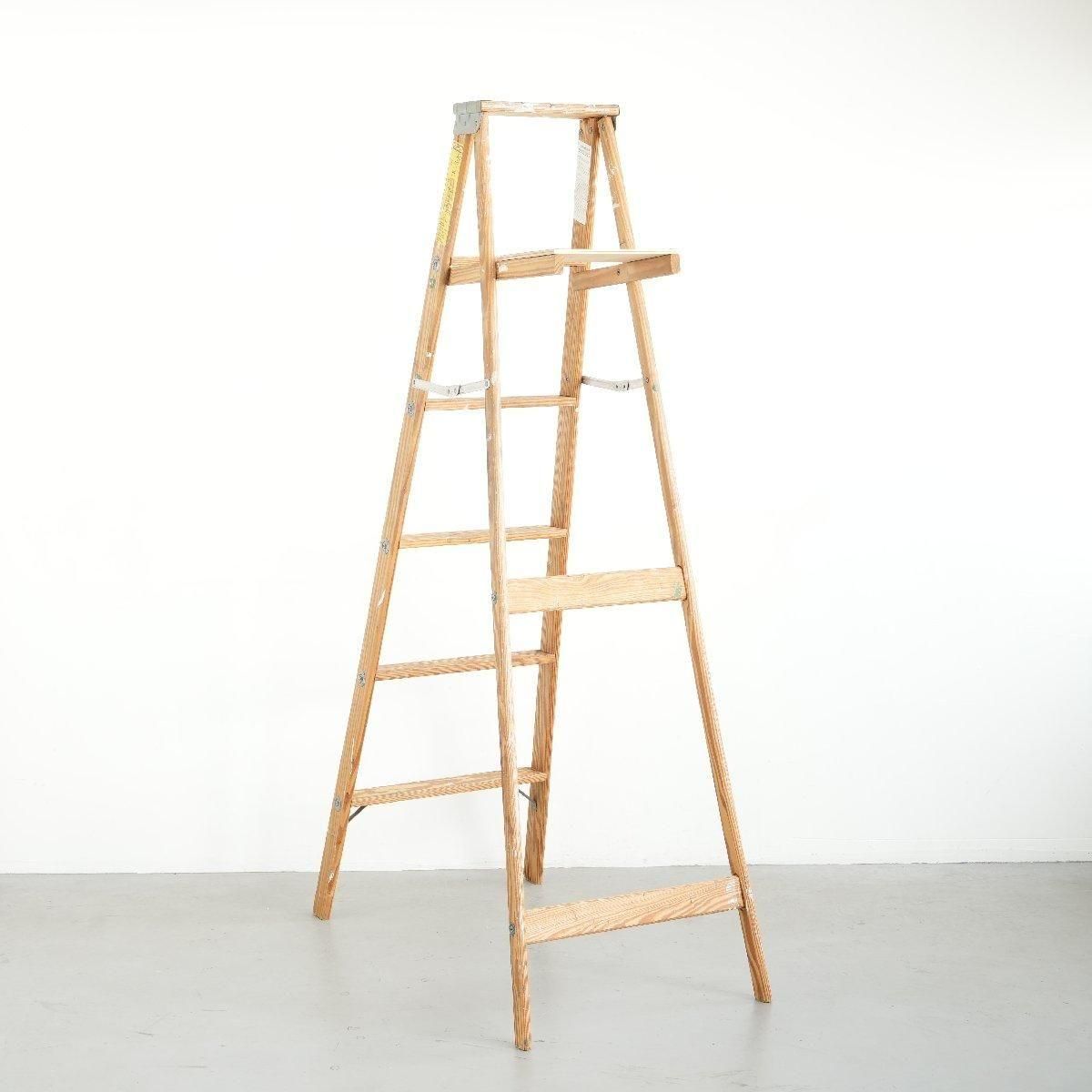 ヴィンテージ 6段 脚立 木製ラダー -通販-ローズボール