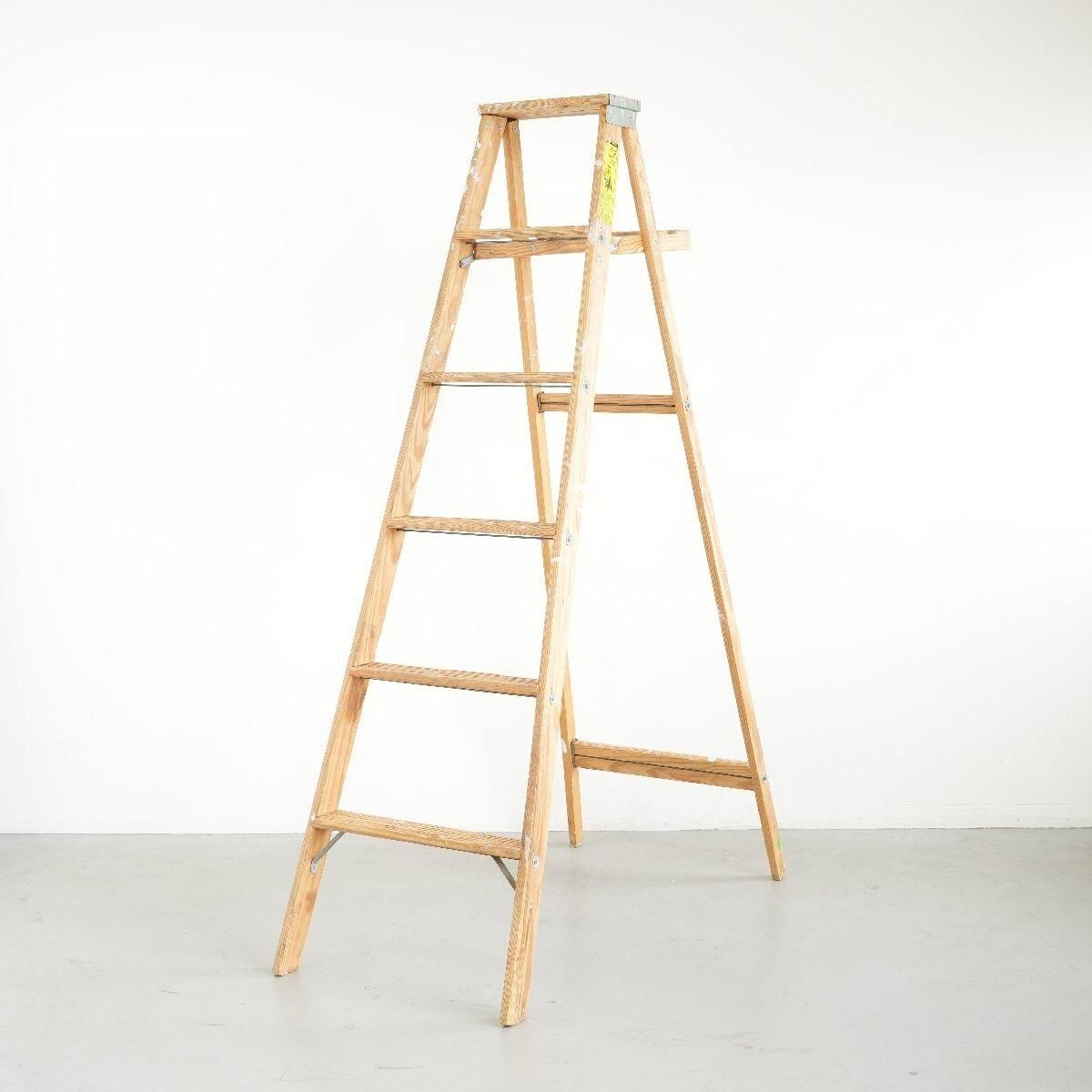 アンティーク 脚立 アンティーク 脚立 ヴィンテージ 6段 脚立 木製ラダー -通販-ローズボール
