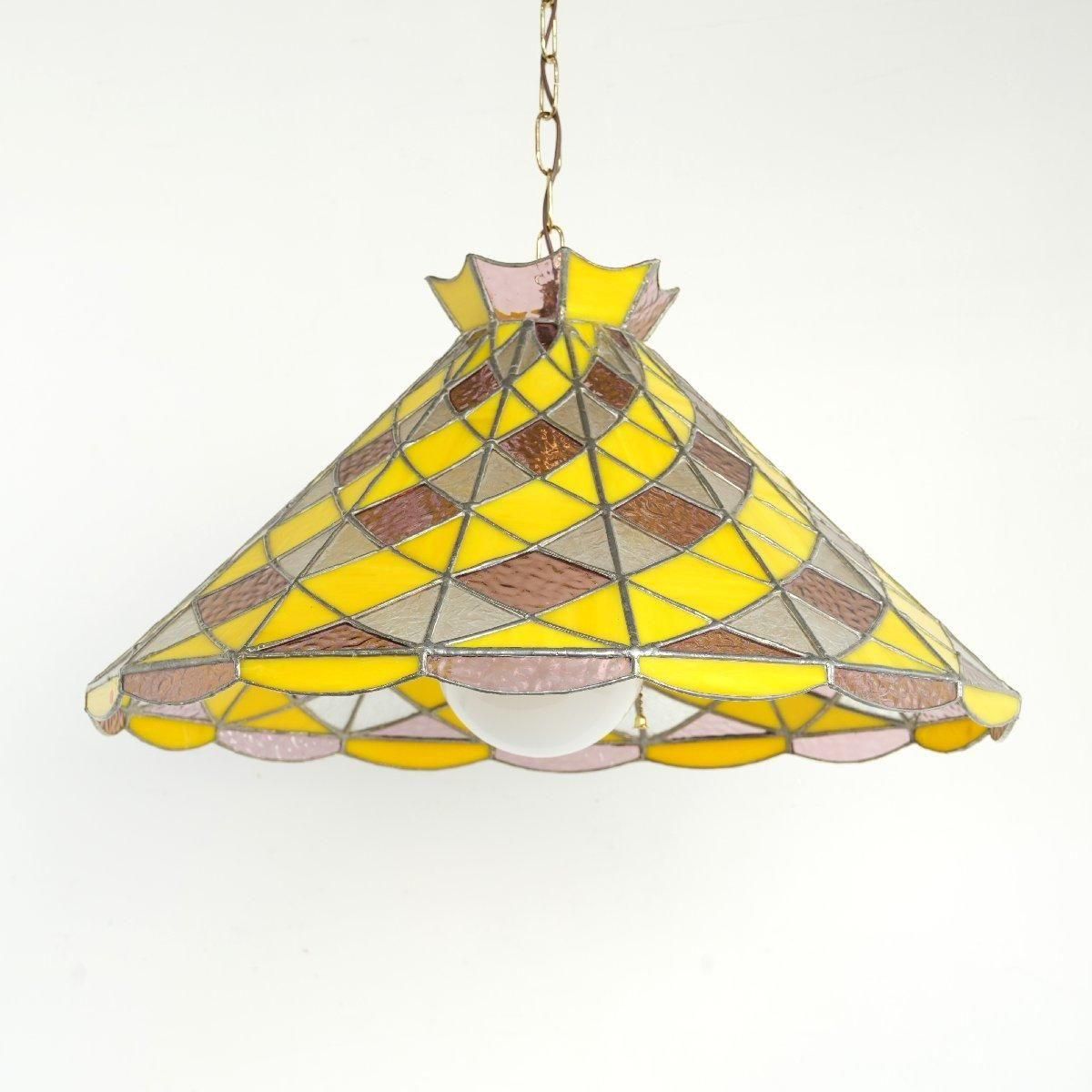 1970’s ペプシコーラ　シャンデリア　ステンドグラス　ライト　ランプ 希少！ 1970年代 ペプシコーラ ステンドグラス ボトルランプ