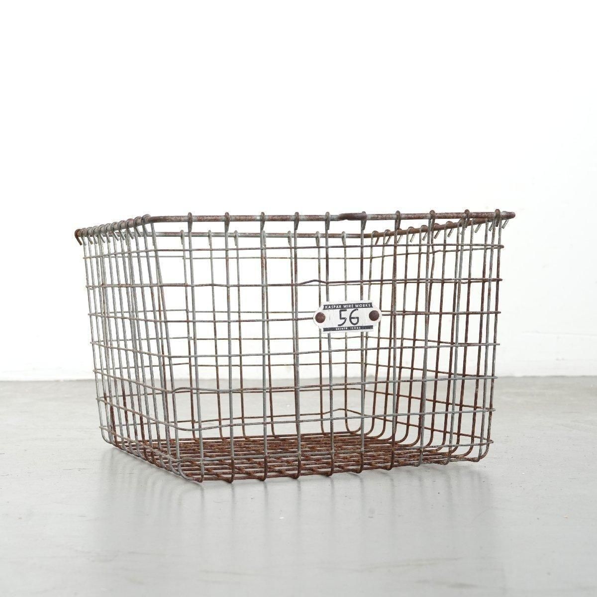 鉄籠　ボール入れ　昭和　レトロ　インテリア 鉄カゴ - アメリカのヴィンテージ・アンティークの家具、雑貨