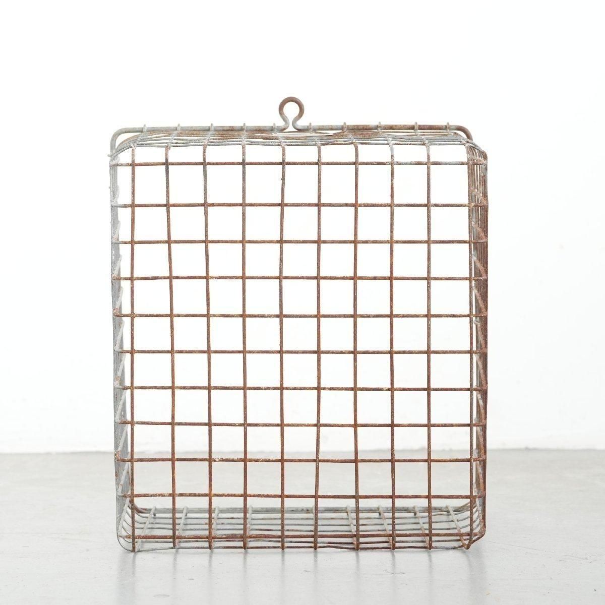 ヴィンテージ アンティーク 鉄かご メタルバスケット メタルボックス B