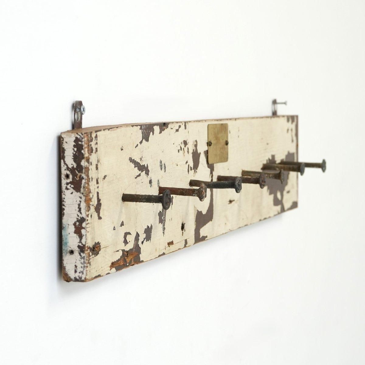 ジルベール、ボアレラ　銅板壁掛け飾り 7連 ウォールフック 壁掛けラック 木製 -通販-ローズボールアンティークス