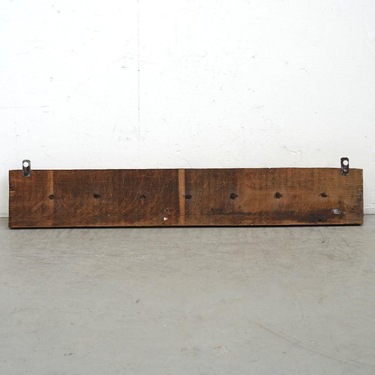 7連 ウォールフック 壁掛けラック 木製 -通販-ローズボールアンティークス