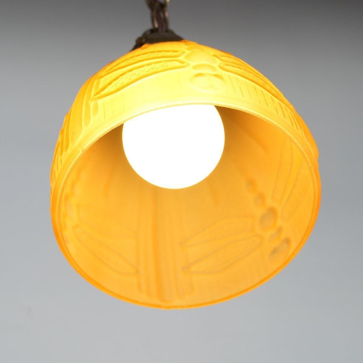 美品 ヴィンテージ ガラスボール イエロー シェードライト ペンダント