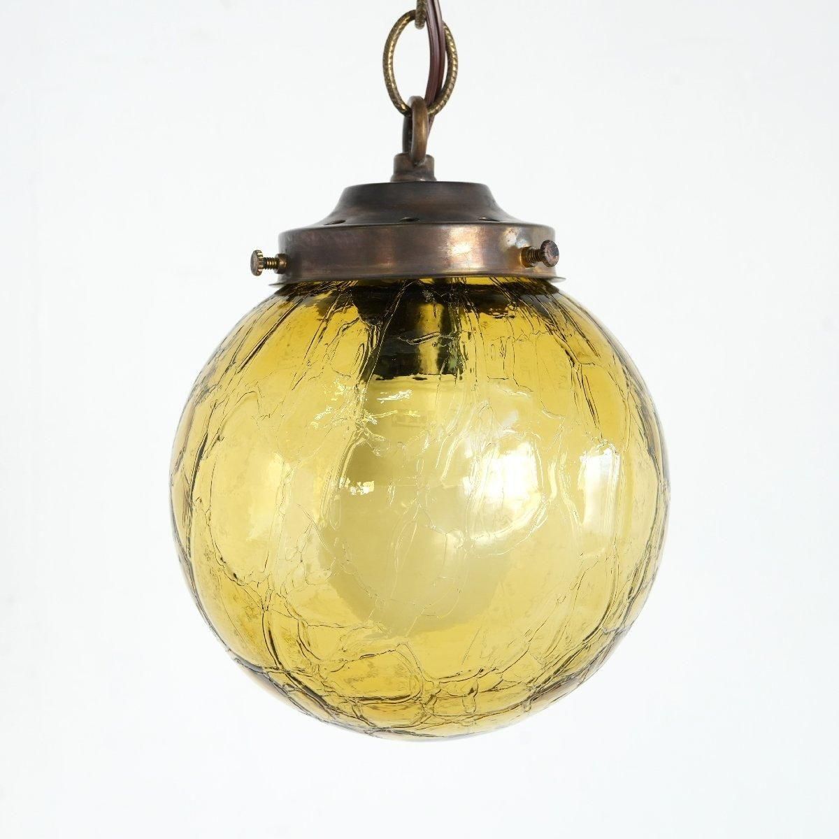 ヴィンテージ ペンダントライト アンバーガラス -通販-ローズボール