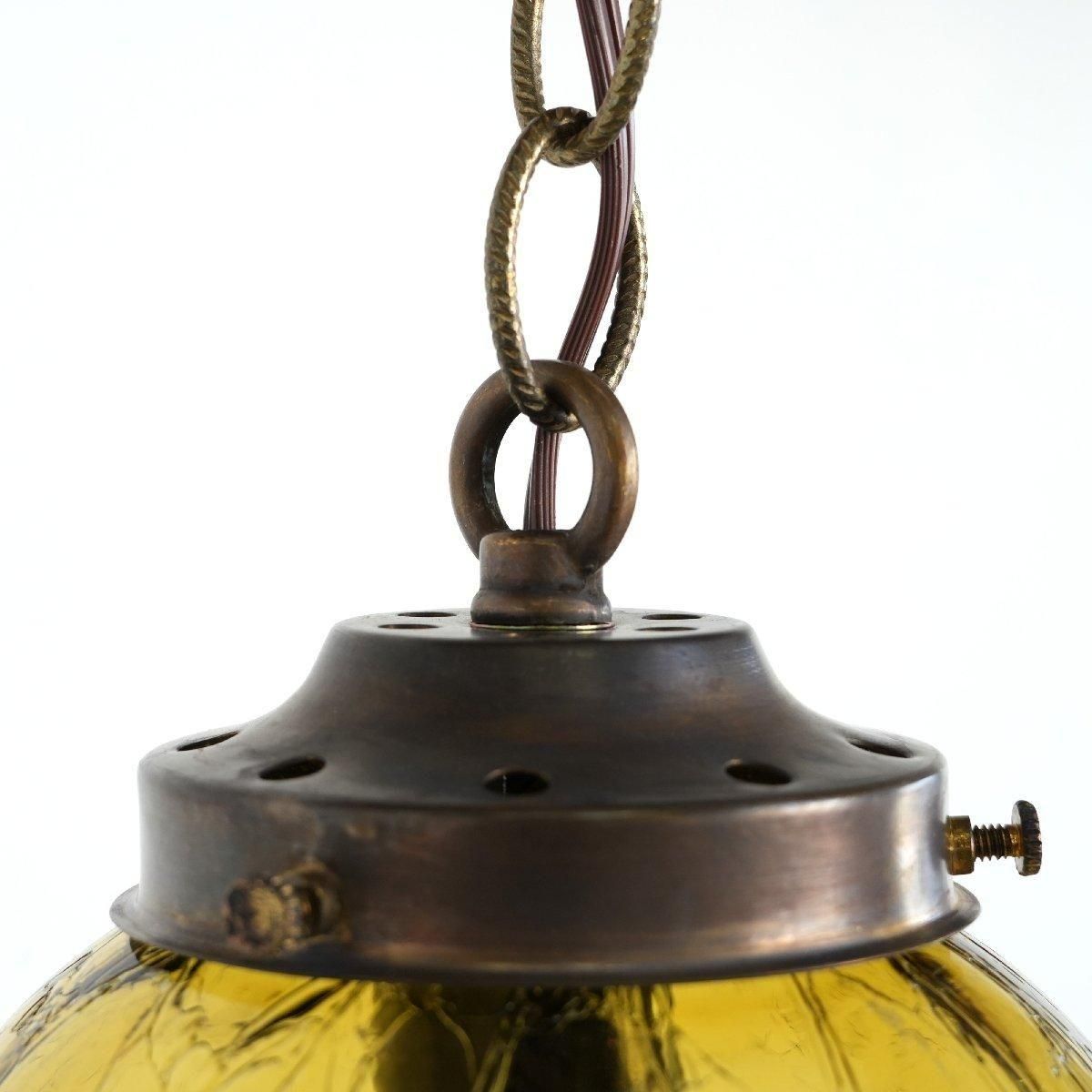 ヴィンテージ ペンダントライト アンバーガラス -通販-ローズボール