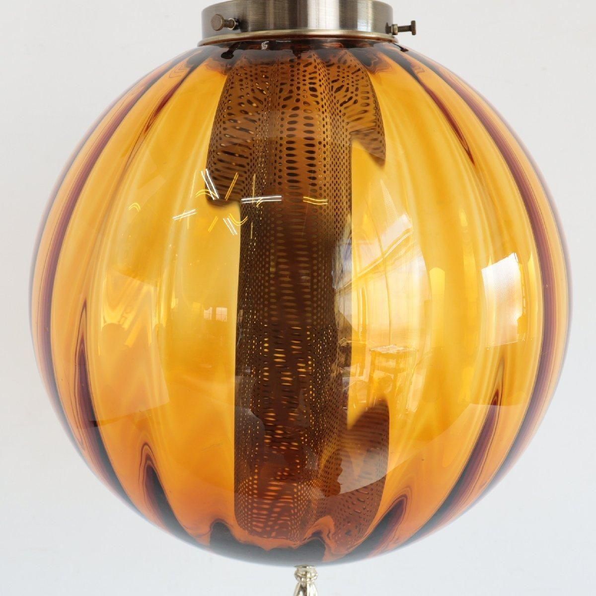 ヴィンテージ アンバーガラス ペンダントライト -通販-ローズボール