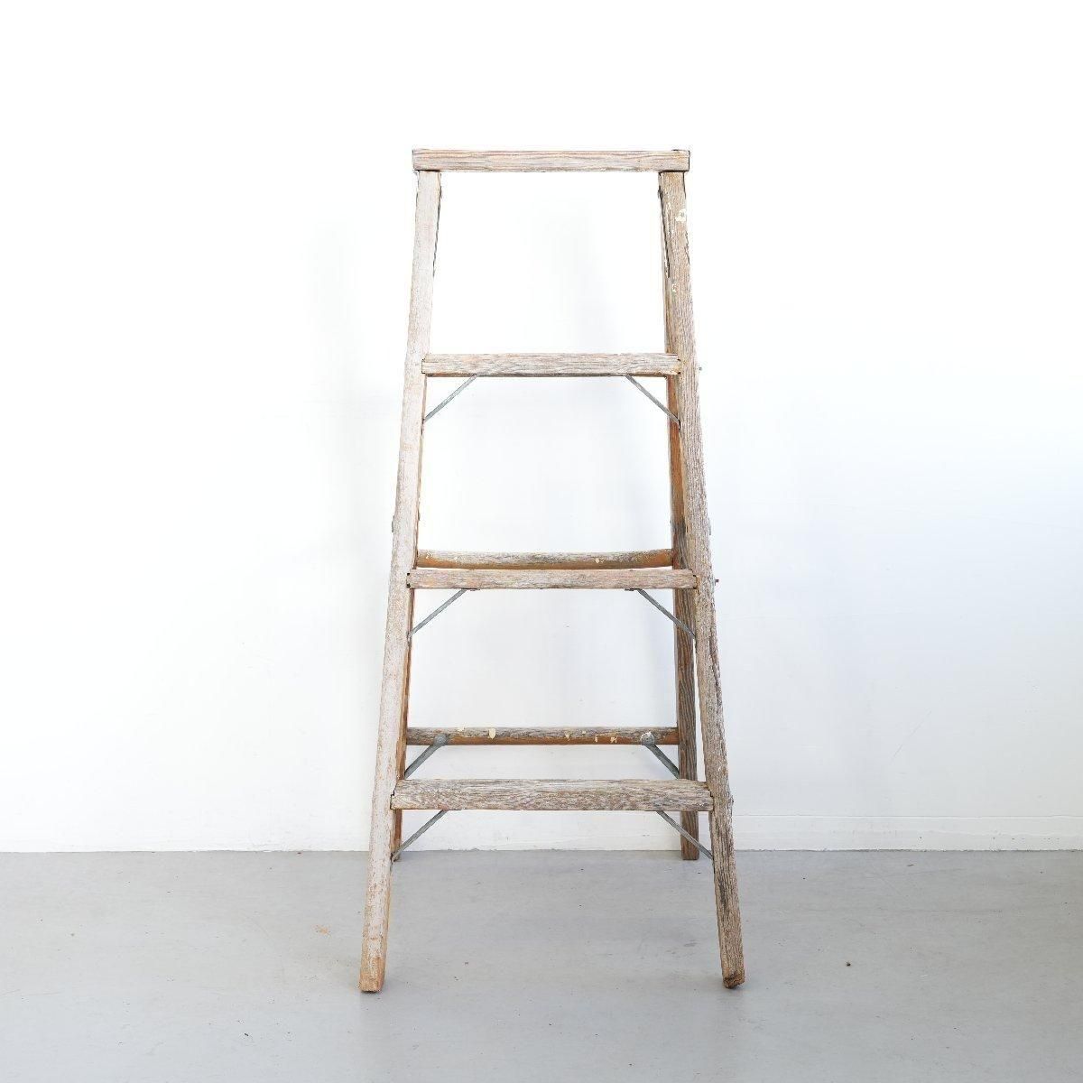 脚立 木製ラダー ヴィンテージ 4段 -通販-ローズボールアンティークス