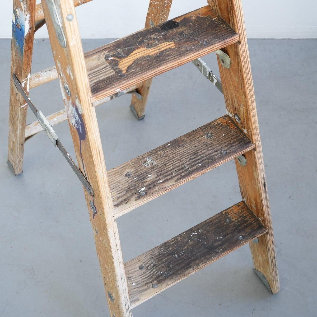脚立 木製ラダー ヴィンテージ 4段 -通販-ローズボールアンティークス