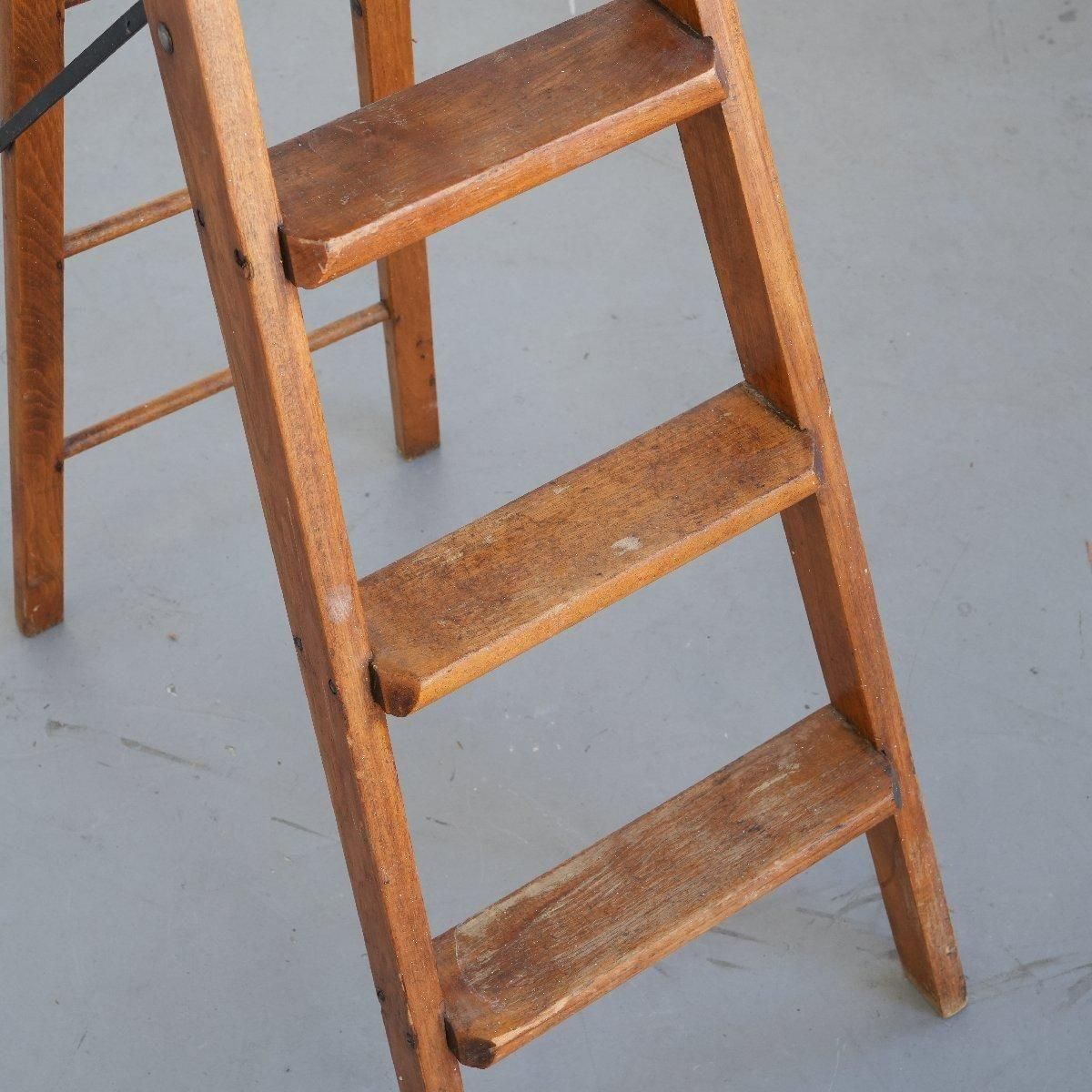アンティーク　木製スツール　踏み台　脚立　ウッドラダー　古民具　骨董 脚立 木製 スツールラダー ヴィンテージ -通販-ローズボールアンティークス
