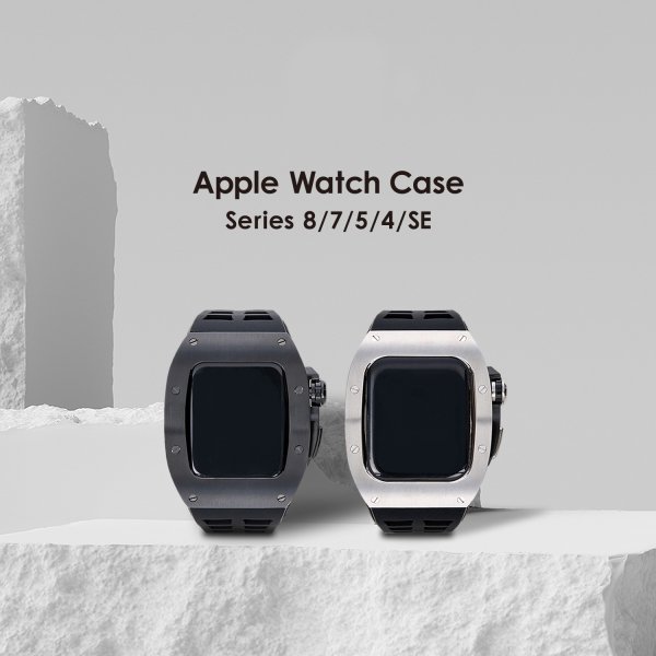 Luxury Apple Watch Case & Belt BR-AWC45SV ラグジュアリー アップル ウォッチ ケース＆ベルト シルバー  メンズ (バンド・カバーセット 44mm/45mm - リトルウッド