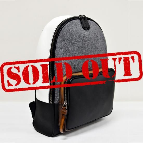 Berluti TIME-OFF レザーリュック バックパック ブラック グレー タイムオフ スクリットスワイプレザー バックパック