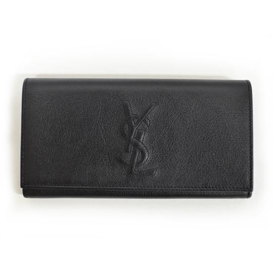 サンローラン YSL モノグラム フラップ 長財布 ブラック