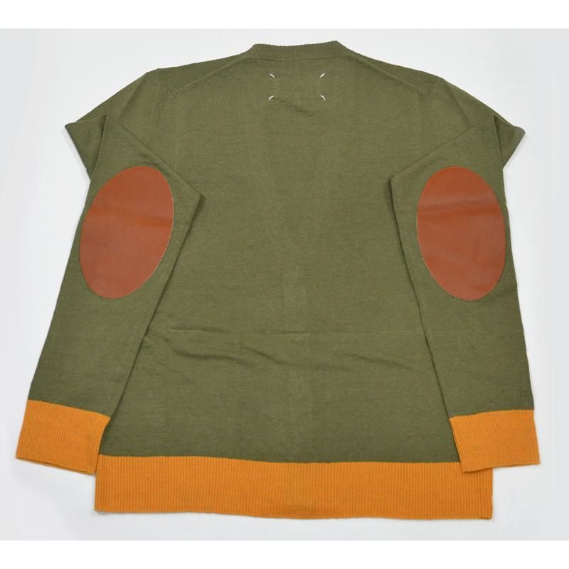 マルタンマルジェラカーキカーディガン 肘パッチ付き