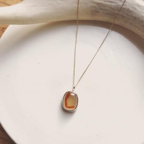 Lettered Agate Drop Necklace /L 1