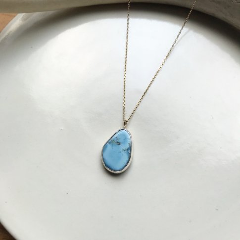 Golden Hill Turquoise Drop Necklace /gold chain 3