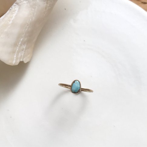 Kazakhstan Turquoise Matte Gold Ring 6