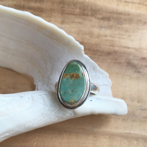 Little Earth Ring Old Style /Cerrillos Turquoise 1