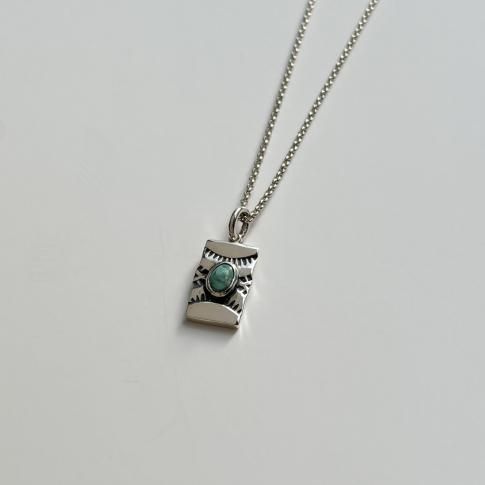 Tiny Stamp Head Necklace Morning Star Turquoise 3